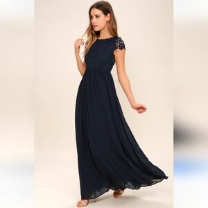 NWT Lulus Navy Blue Maxi Dress Size S